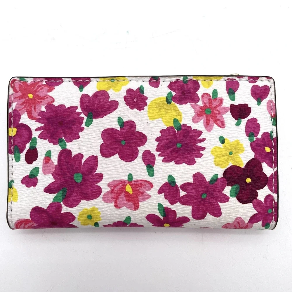 Kate Spade Sylvia Marker Pink Daisy Floral Small Slim Bifold Wallet Travel Mini
